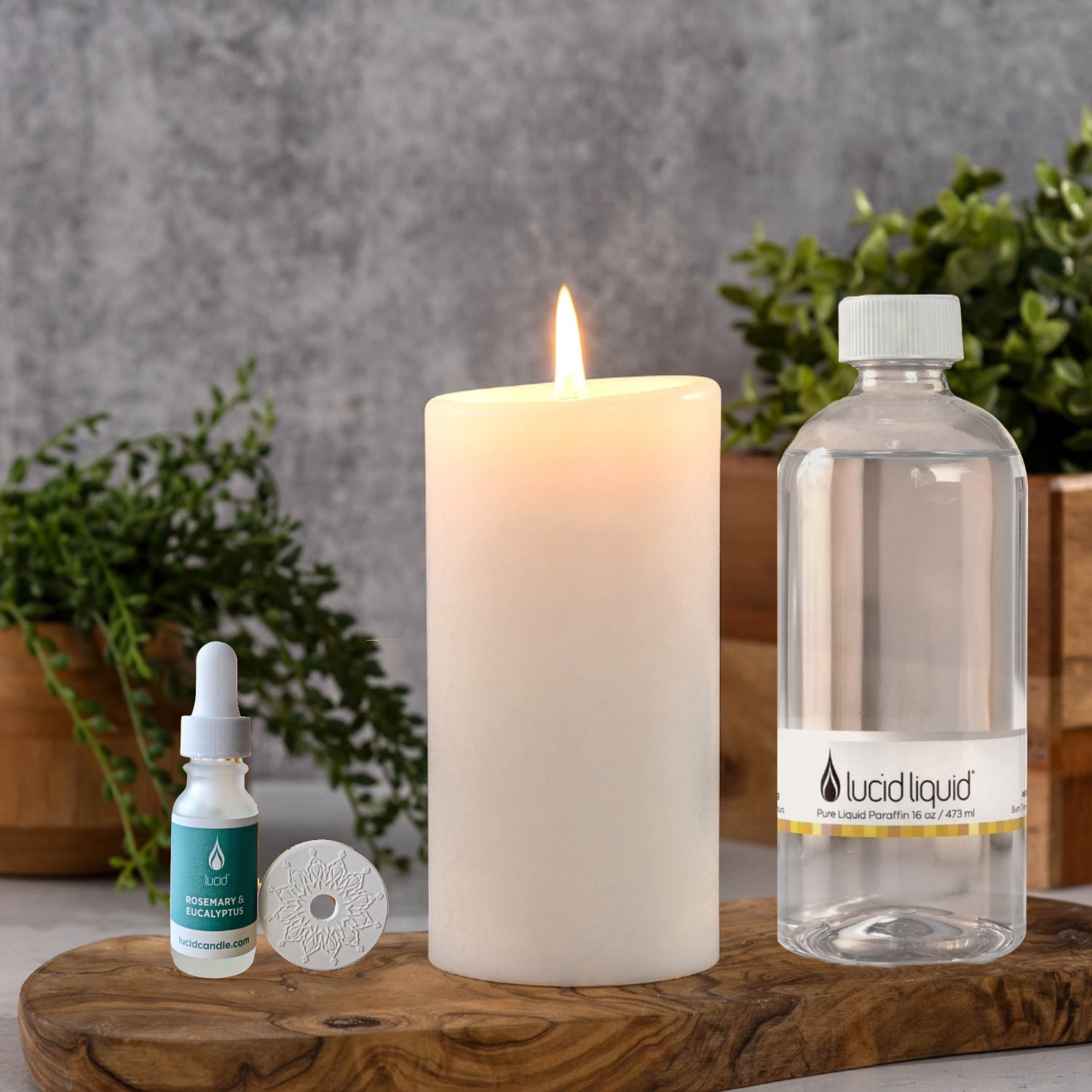 6¡® Natural Pillar + 16 oz Lucid Liquid + Fragrance Choice Gift Set